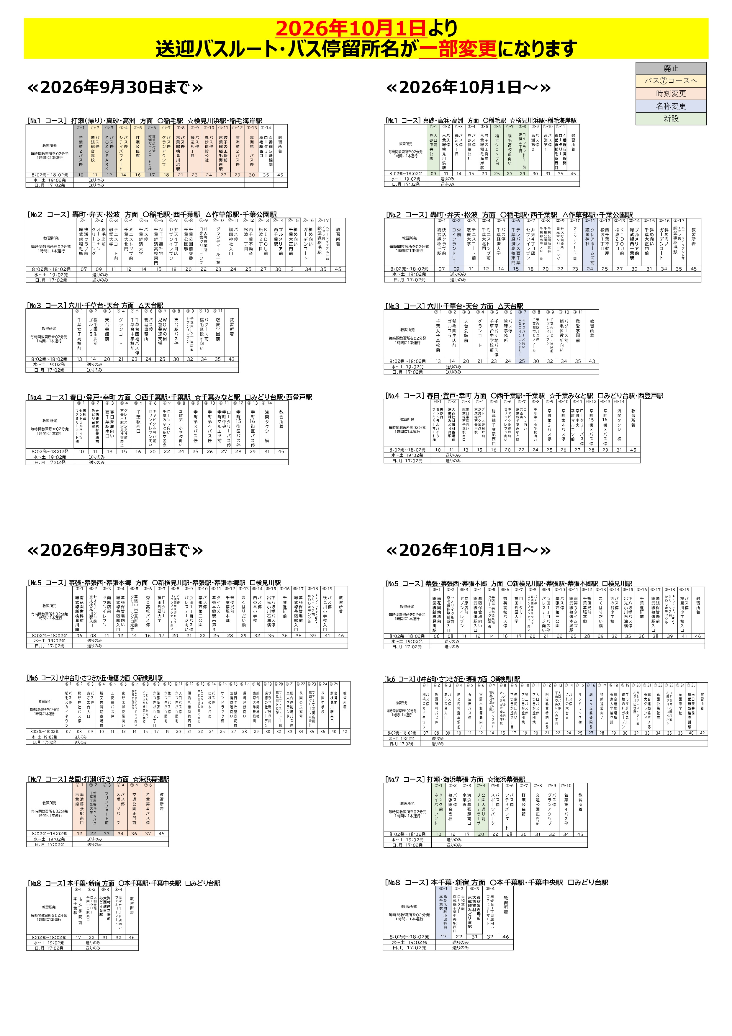 2026/10/1新バスルート・時刻表